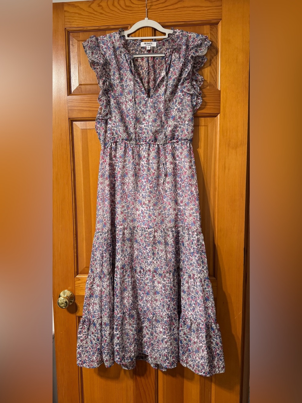 BB Dakota Lavender and Pink Floral Tiered Dress